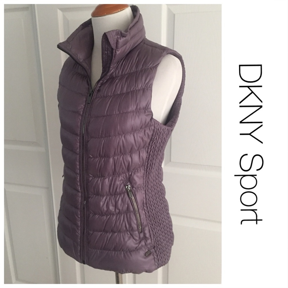 DKNY Sport Premium Down Metallic Purple Vest XS
